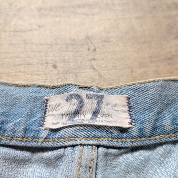 We Are Free Size 27 Tapered Jeans Women's Blue Distressed Button Fly - Picture 8 of 9